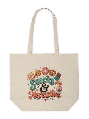 Snacks & Necessities Canvas Tote Bag | Cute Retro Snack Bag